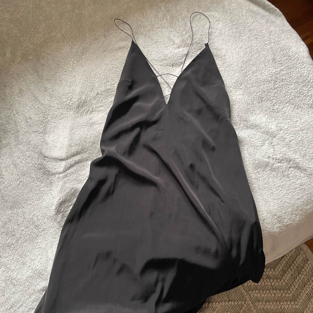 NWT Missguided Black Silky Crossback Maxi Dress